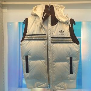 Adidas Mens Medium Goose Down Vest w/ removable hood.